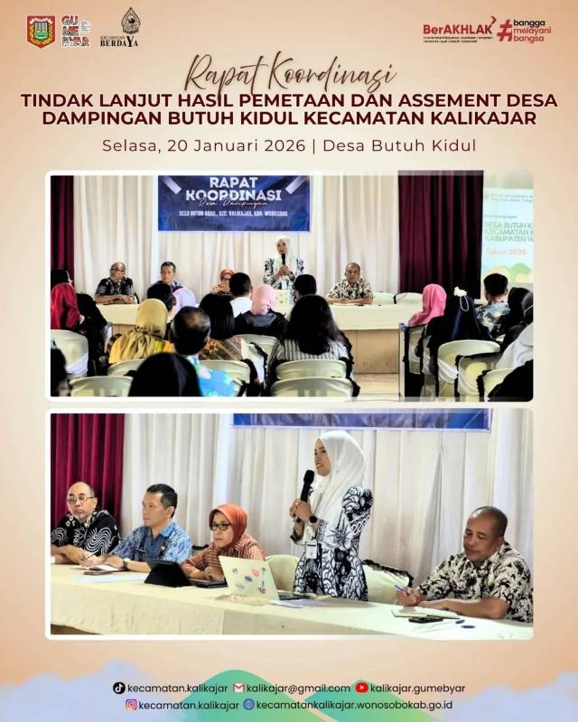 RAPAT KOORDINASI TINDAK LANJUT HASIL PEMETAAN ASSESMENT DESA DAMPINGAN BUTUH KIDUL KECAMATAN KALIKAJAR